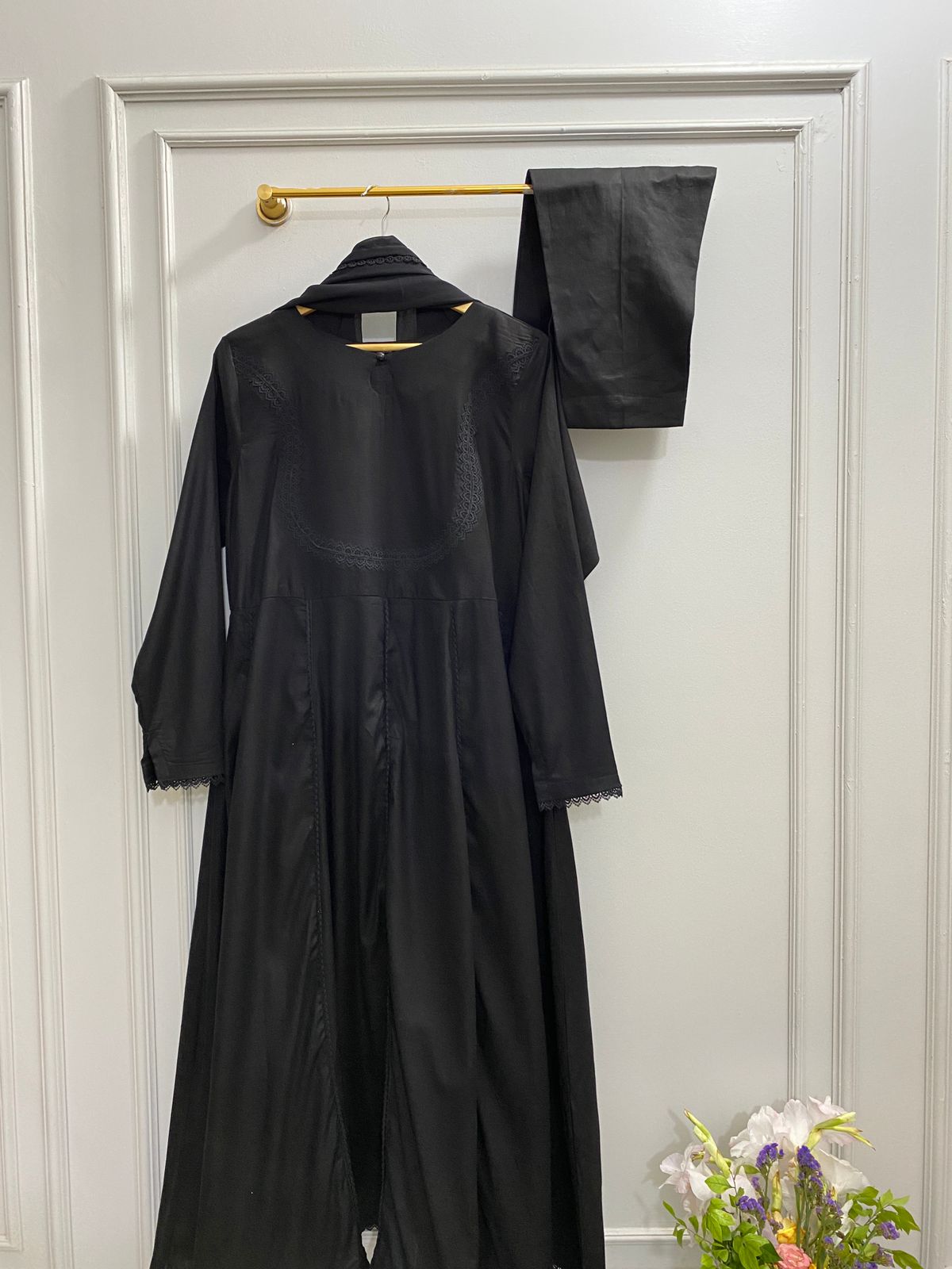 Solid Half Body Black Frock