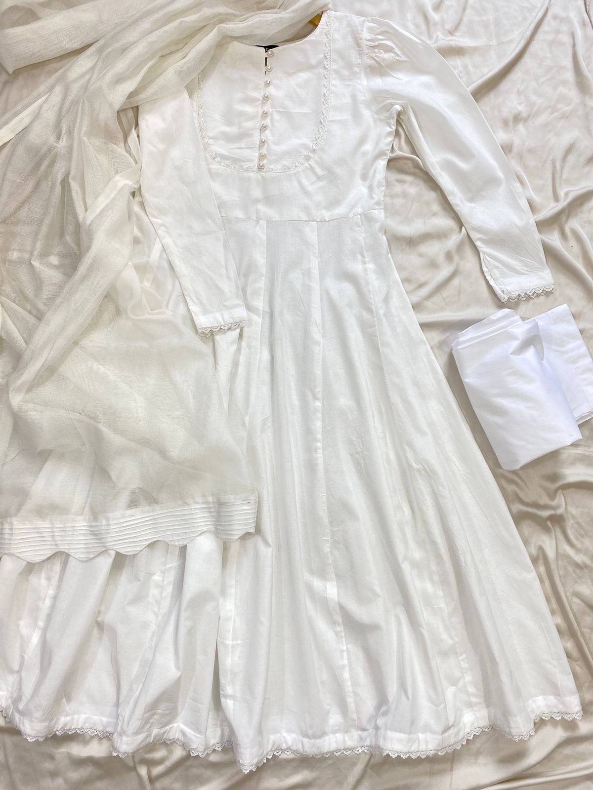 Solid Half Body White Frock